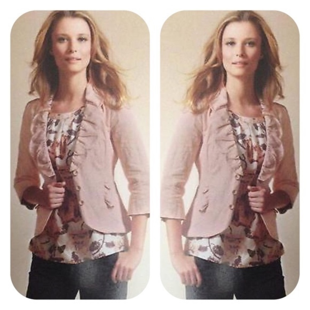 CAbi Blush Pink Petal Ruffle Blazer Jacket